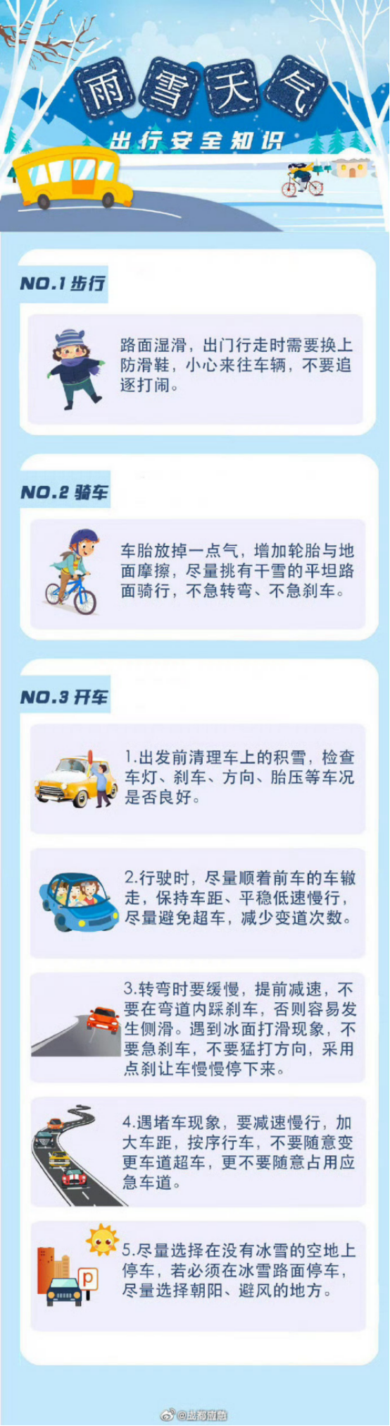 雨雪天气出行安全知识